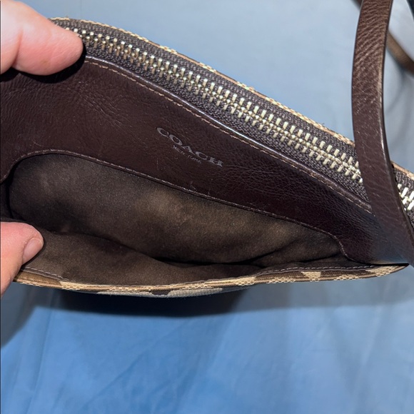 Coach Signature Tan and Brown Crossbody Bag and key charm - Picture 5 of 11